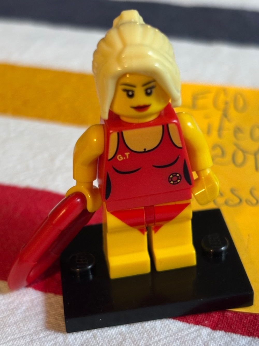 LEGO SERIES 2 "Lifeguard" col024 with stand and accessories.
